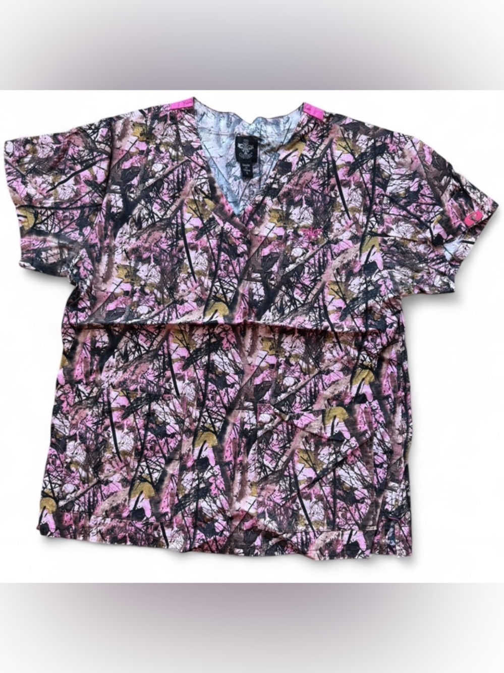 Pink Camo Med Couture Scrub Top Size SM